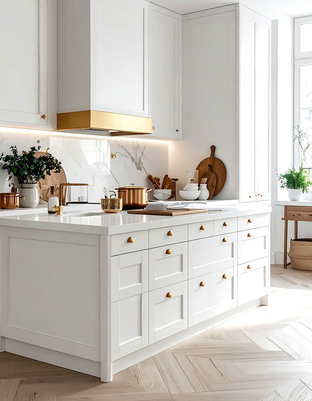 White Kitchen Brass Fixture - 30 bright white kitchen ideas