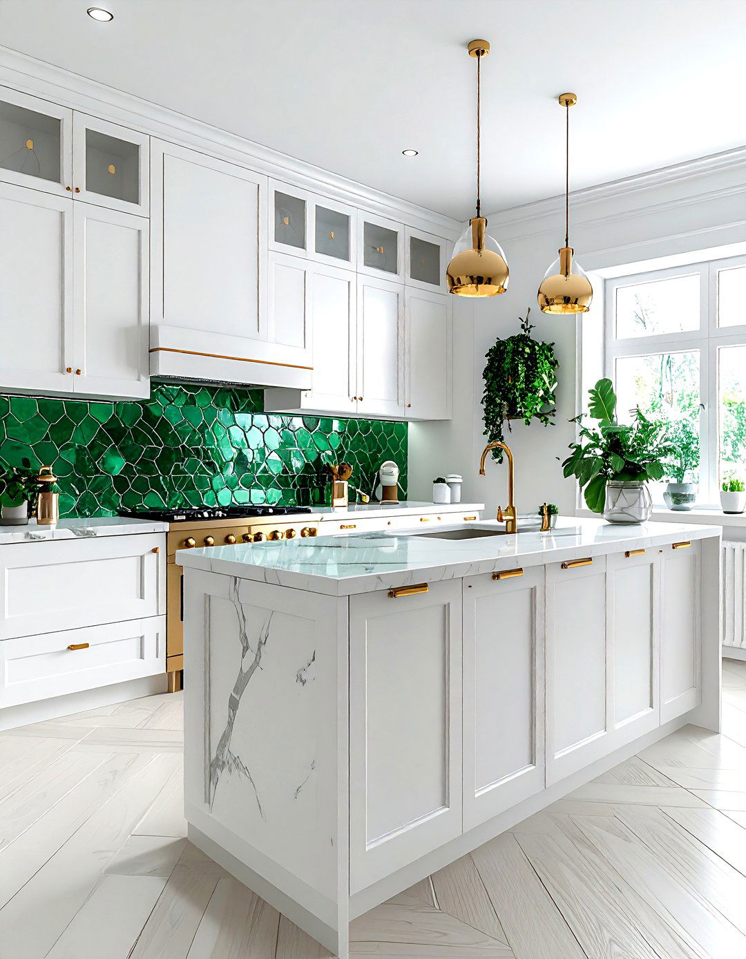 White Kitchen Emerald Green Backsplash - 30 emerald and white kitchen ideas