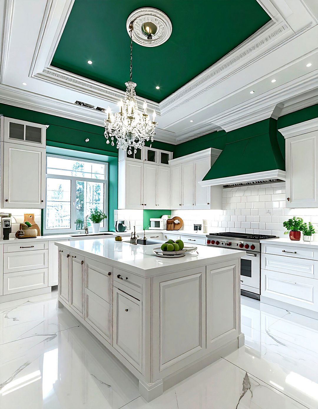 White Kitchen Emerald Green Ceiling - 30 emerald and white kitchen ideas