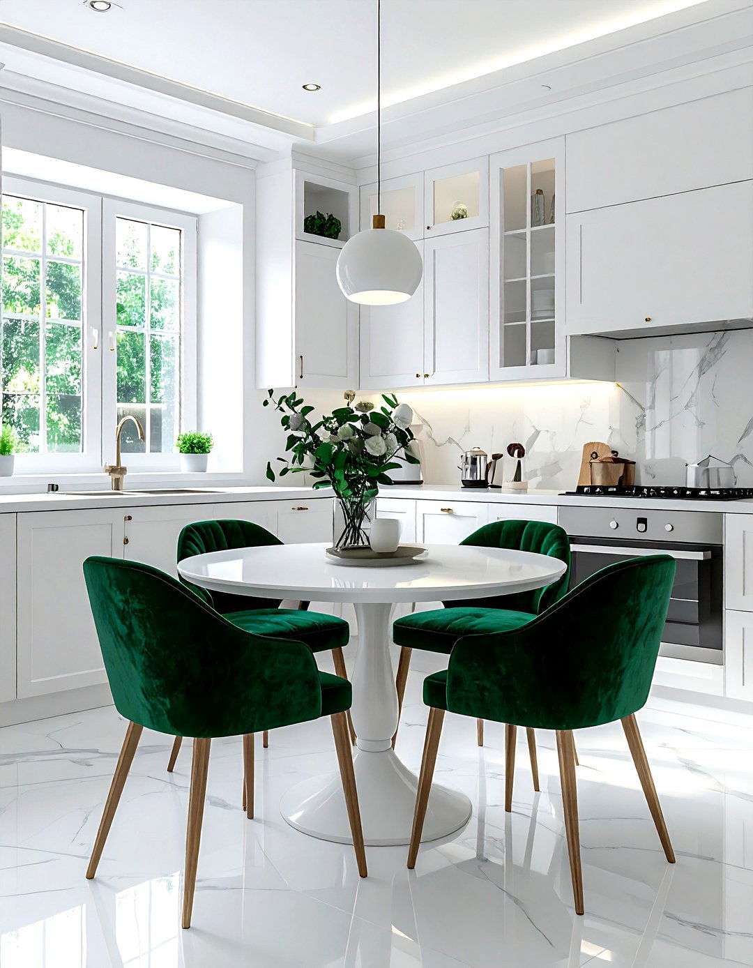 White Kitchen Emerald Green Dining Nook - 30 emerald and white kitchen ideas