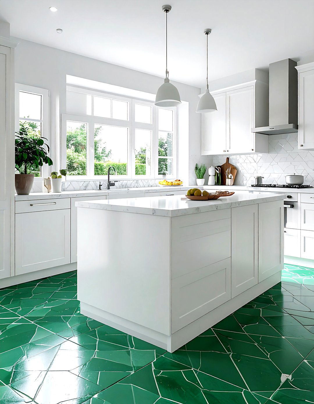 White Kitchen Emerald Green Floor Tiles - 30 emerald and white kitchen ideas