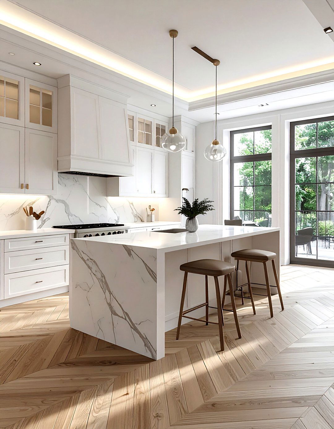 White Kitchen Herringbone Floor - 30 white kitchen design ideas