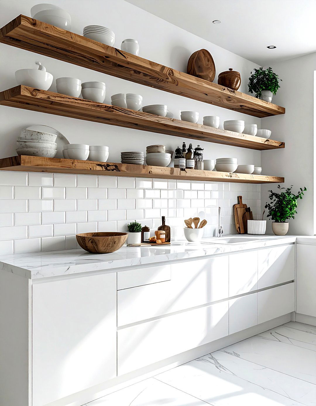 White Kitchen Open Shelving - 30 white kitchen design ideas