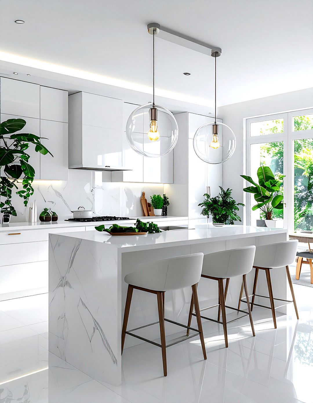 White Kitchen Pendant Light - 30 bright white kitchen ideas
