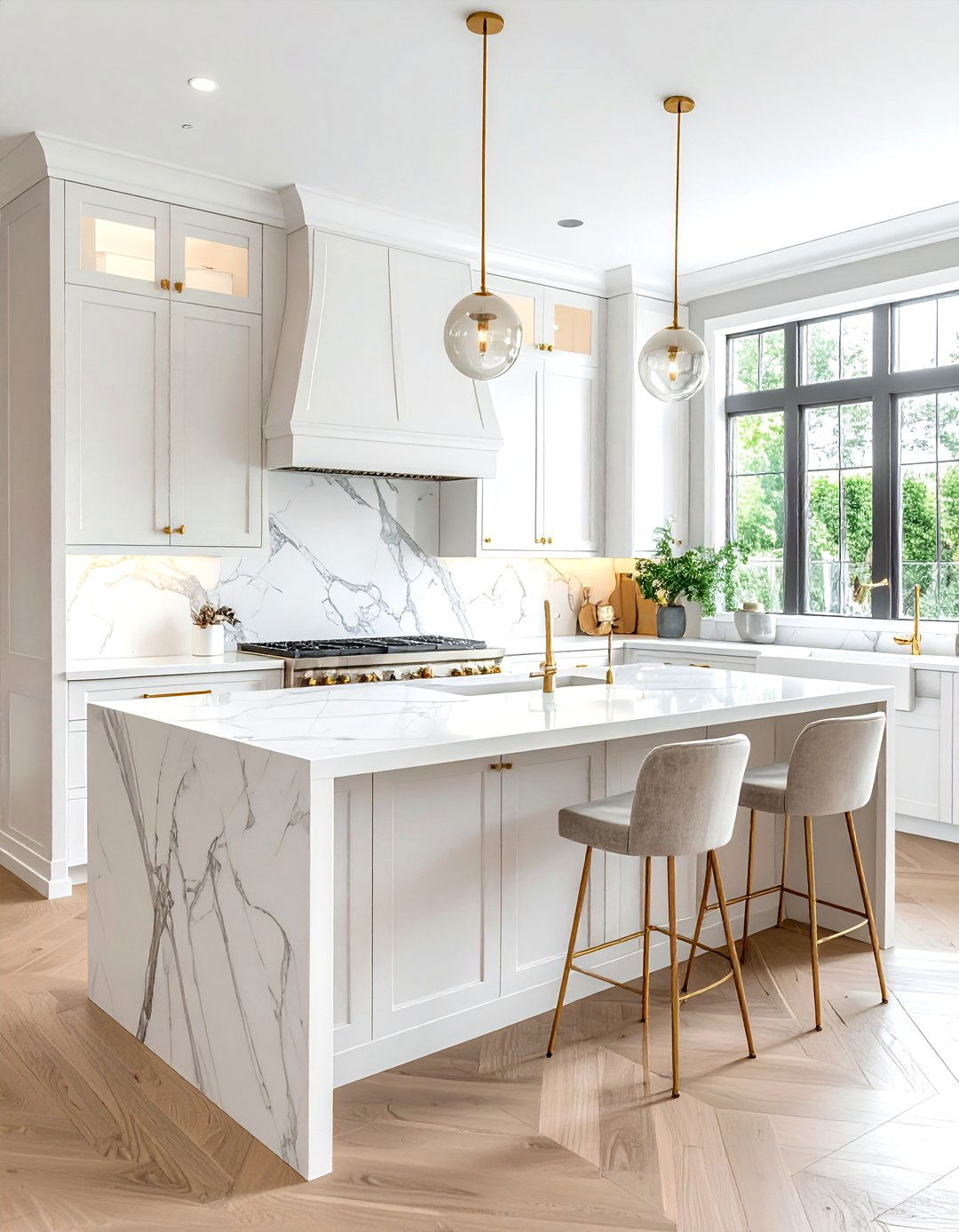 White Kitchen With Marble Backsplash - 30 one-wall kitchen ideas