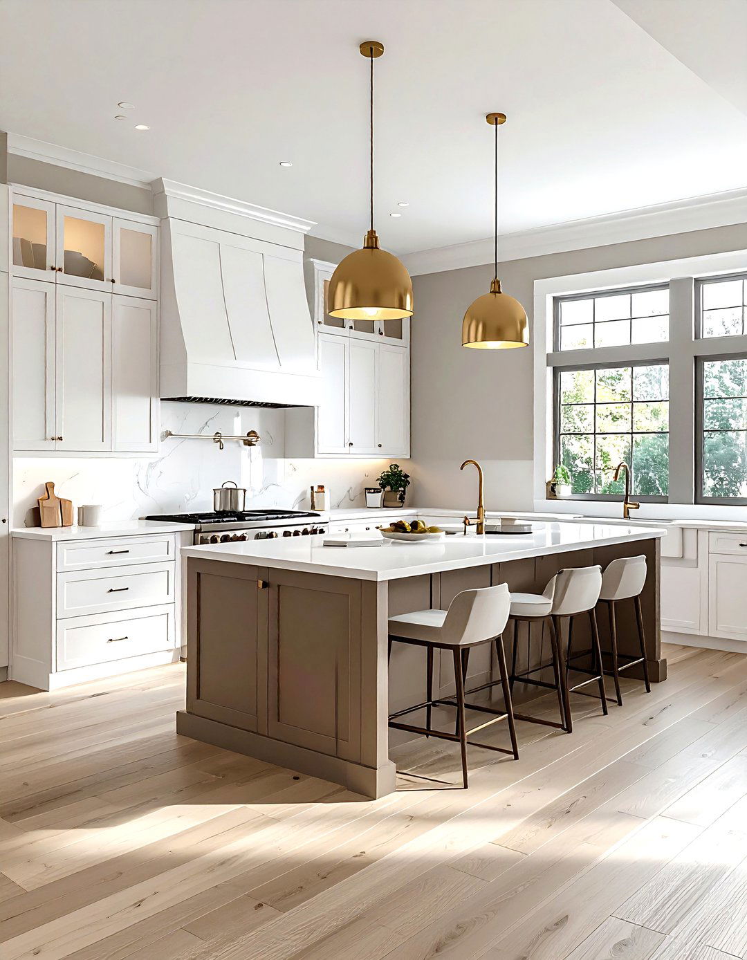 White Kitchen With Taupe Island - 30 taupe and white kitchen ideas