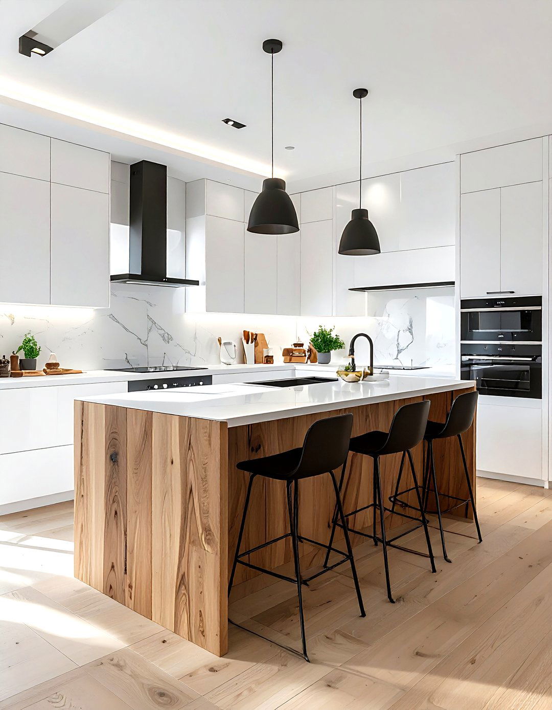 White Kitchen Wood Island - 30 white kitchen design ideas