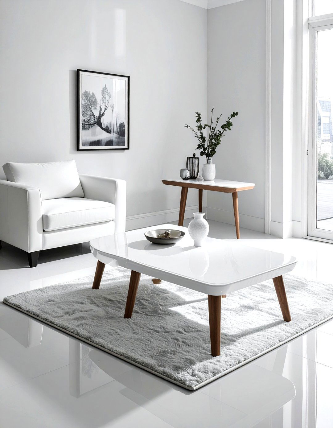 White Lacquer Nesting Tables - 30 living room white furniture ideas