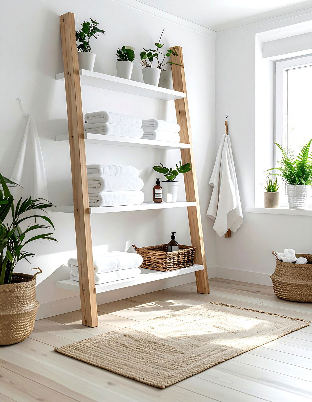 White Ladder Shelf Bathroom - 30 white bathroom furniture ideas