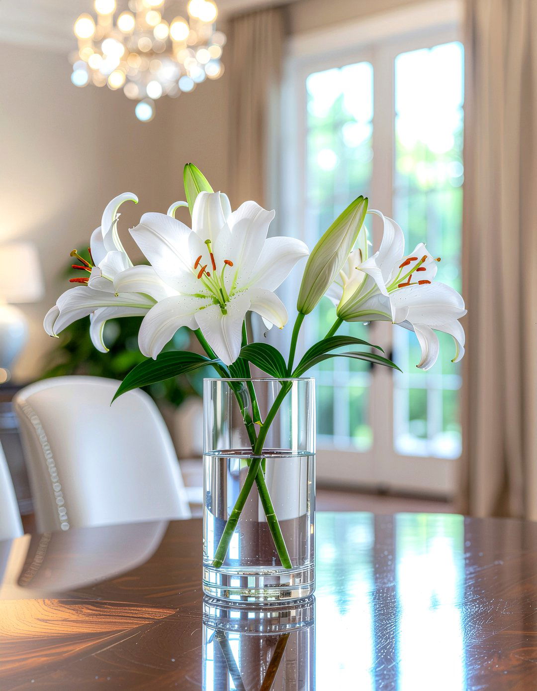 White Lily Arrangement - 30 dining room fresh flower ideas