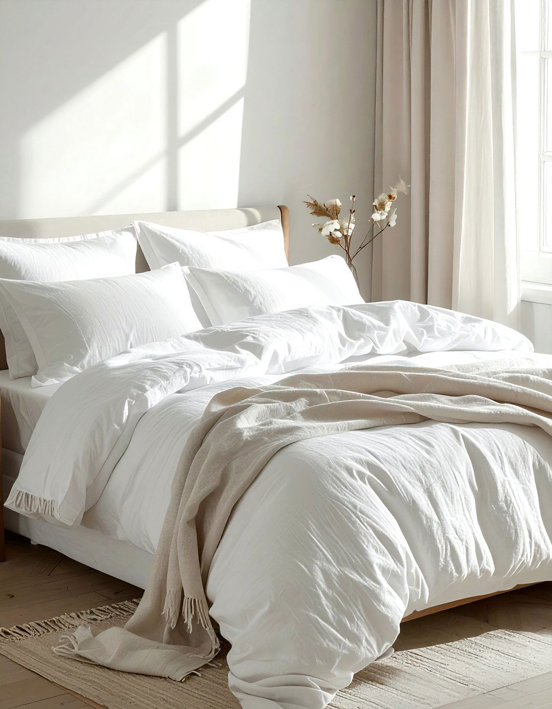 White Linen Bedding - 30 white and white bedroom ideas