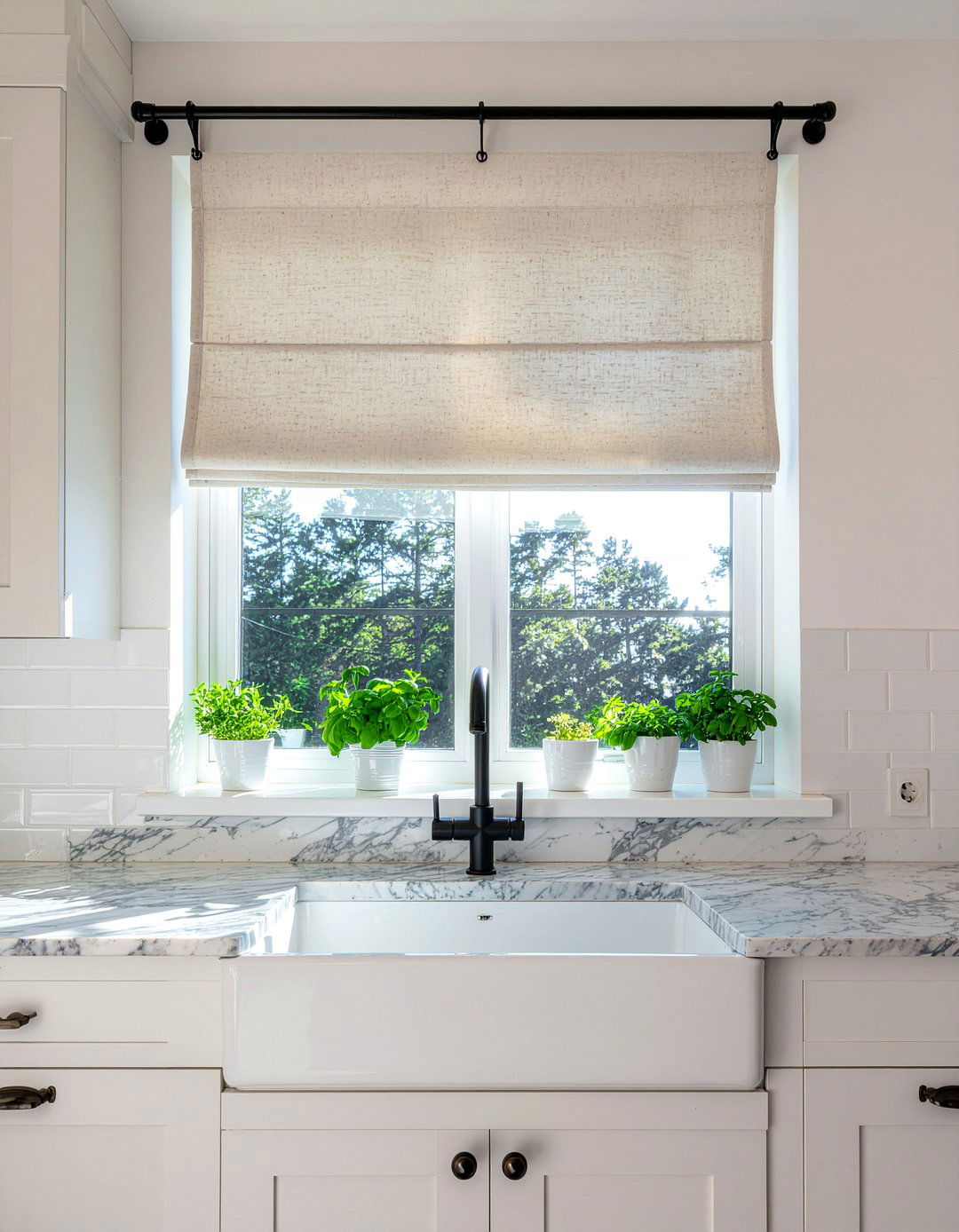 White Linen Cafe Curtain - 30 kitchen cafe curtain ideas