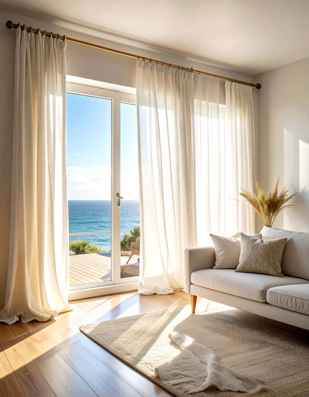 White Linen Curtains - 30 white living room accessories ideas