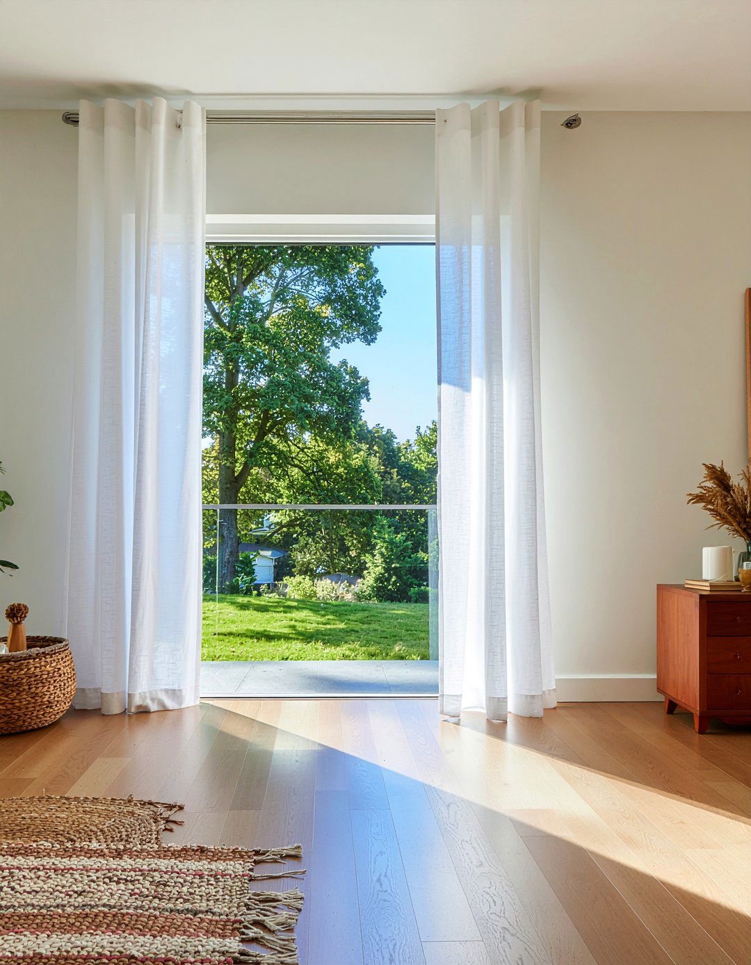 White Linen Curtains - 30 linen living room ideas
