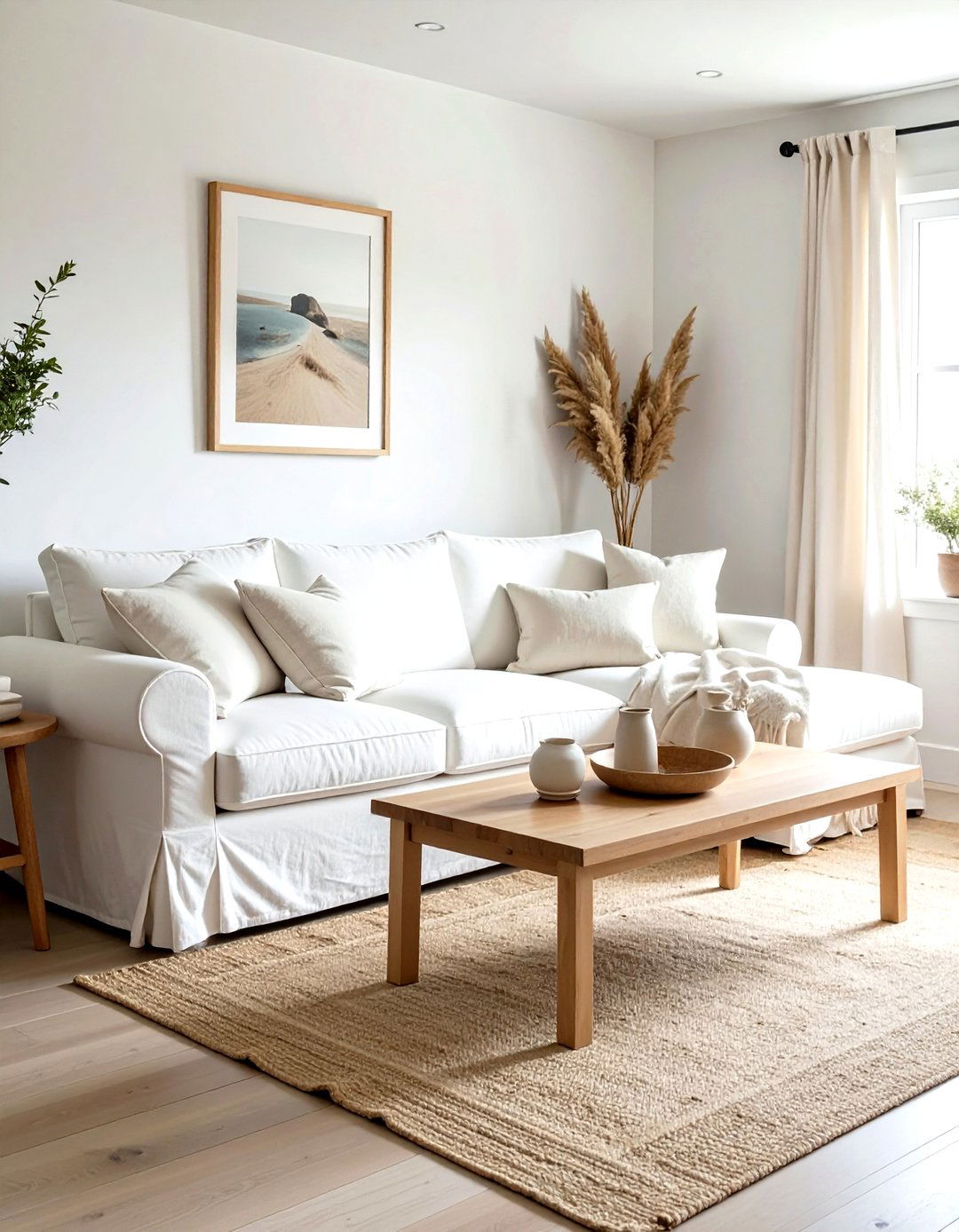 White Linen Slipcovered Sofa - 30 living room slipcovered sofa ideas