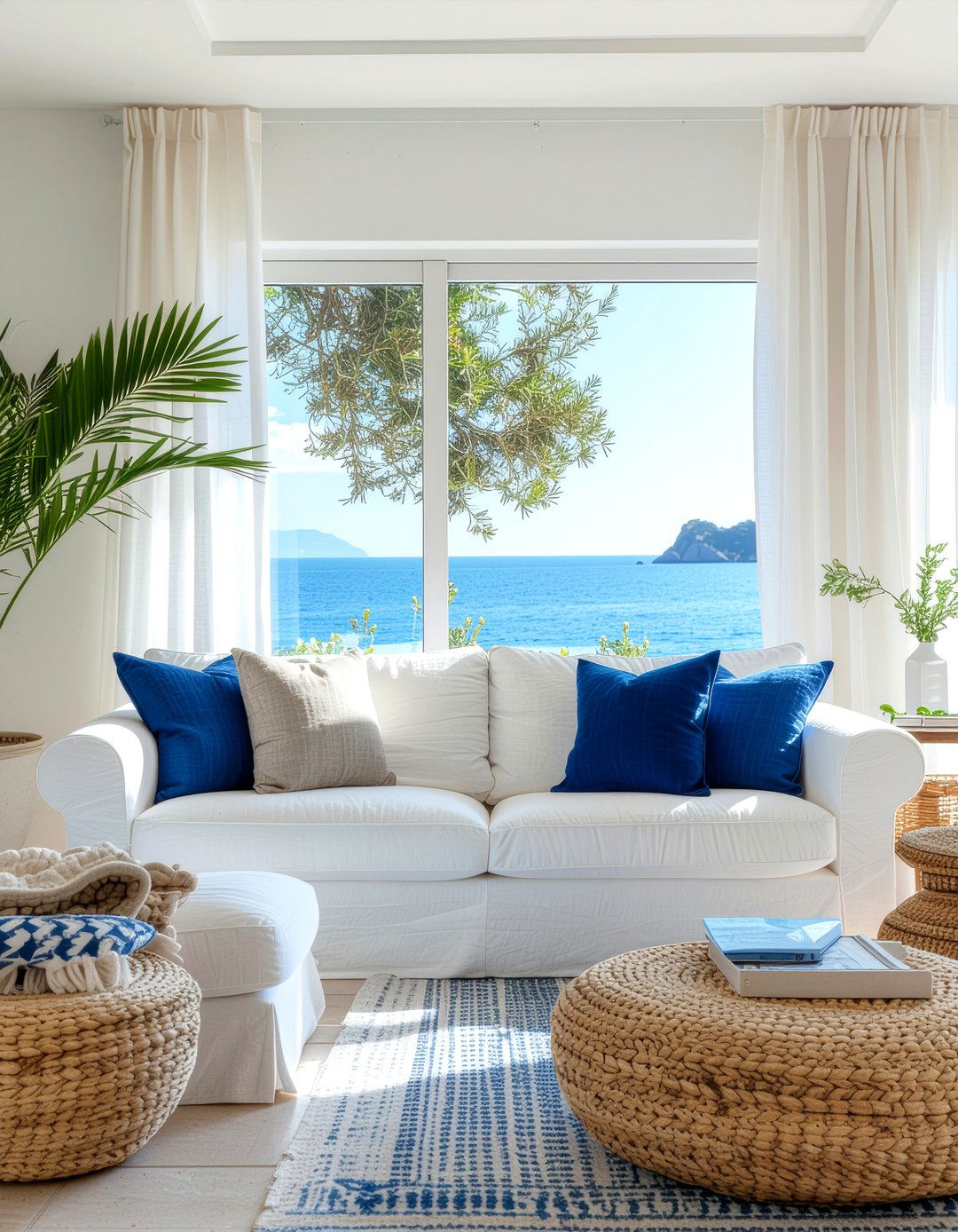 White Linen Sofa - 30 living room Mediterranean furniture ideas