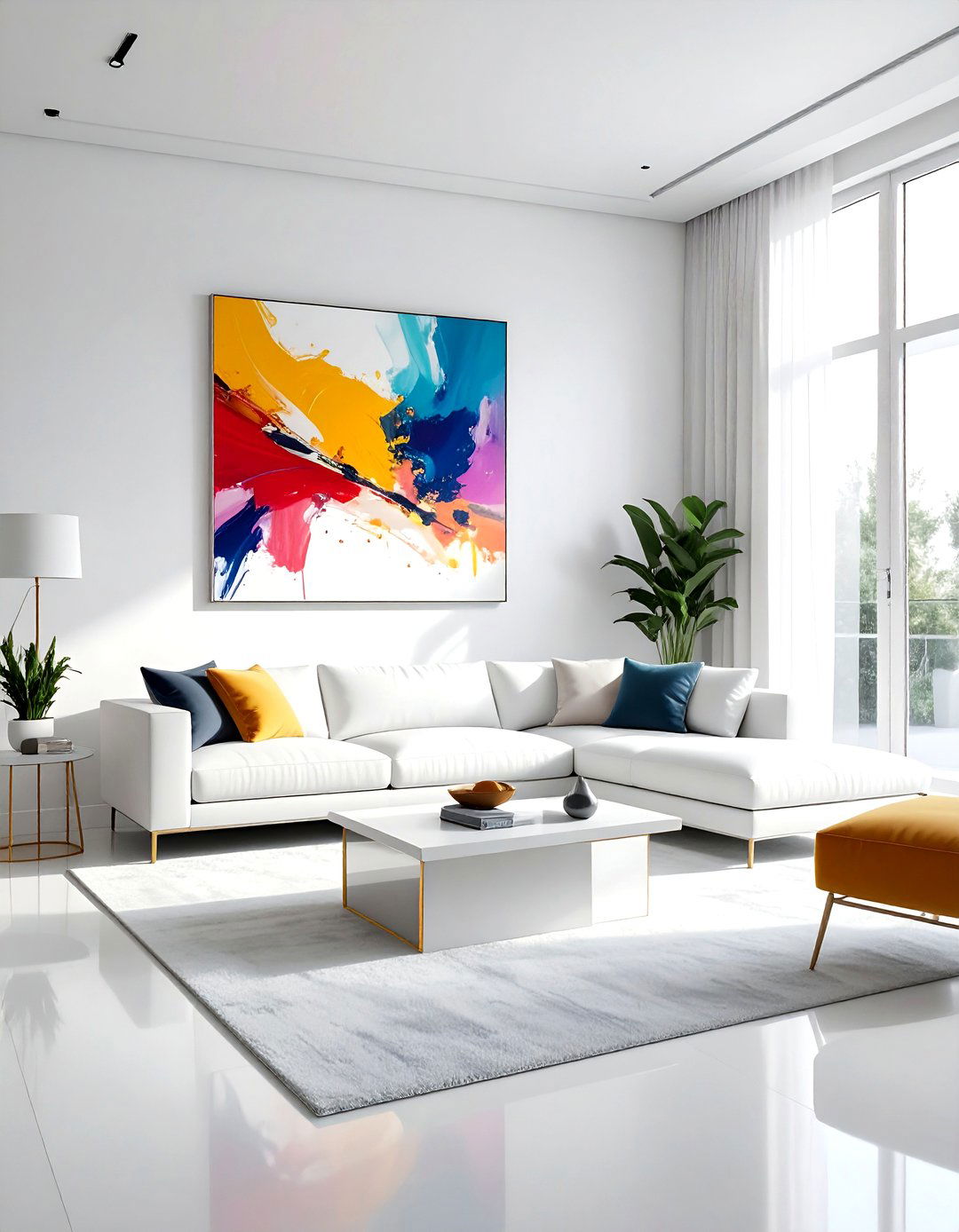 White Living Room Abstract Art - 30 contemporary white living room ideas