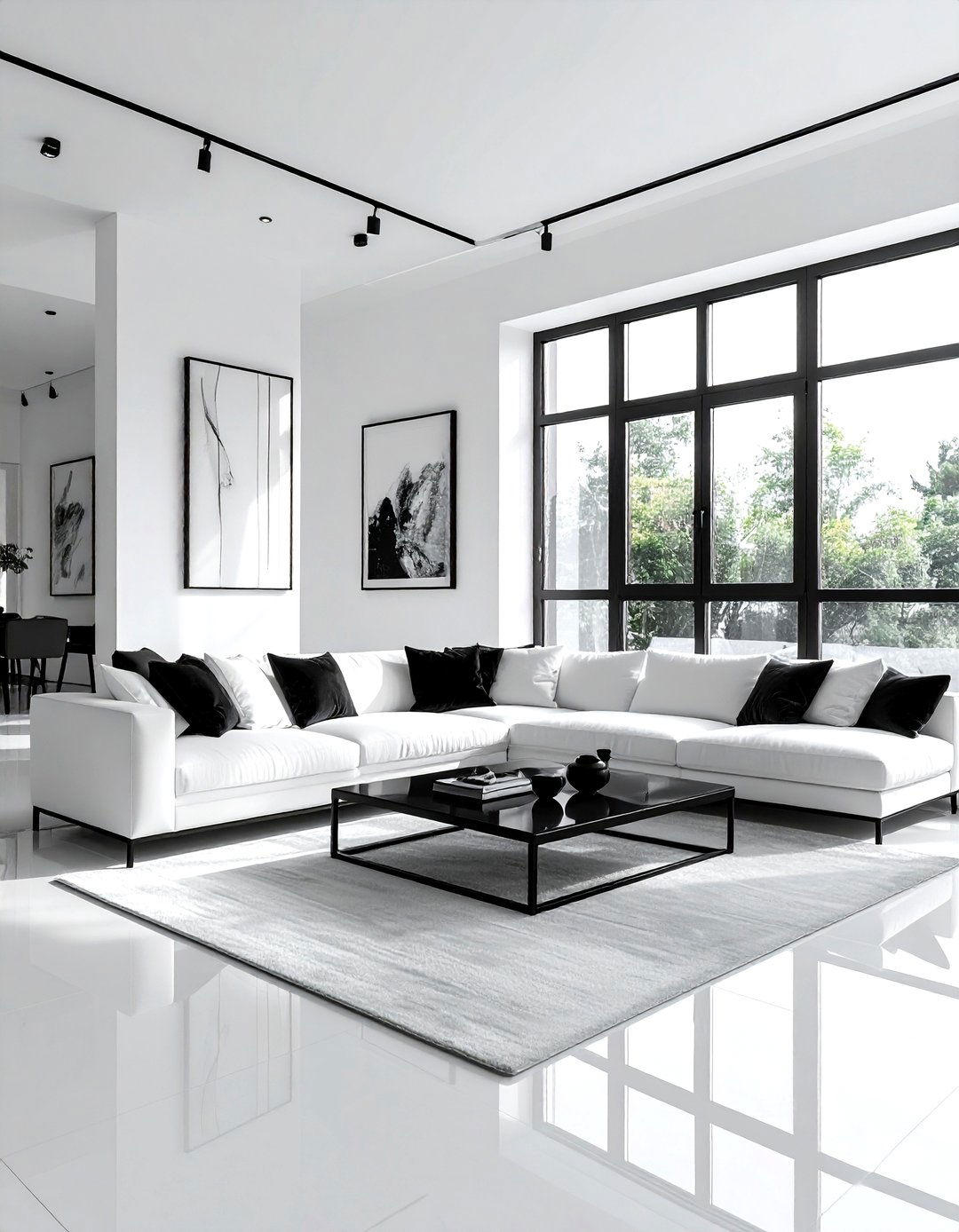 White Living Room Black Accents - 30 contemporary white living room ideas