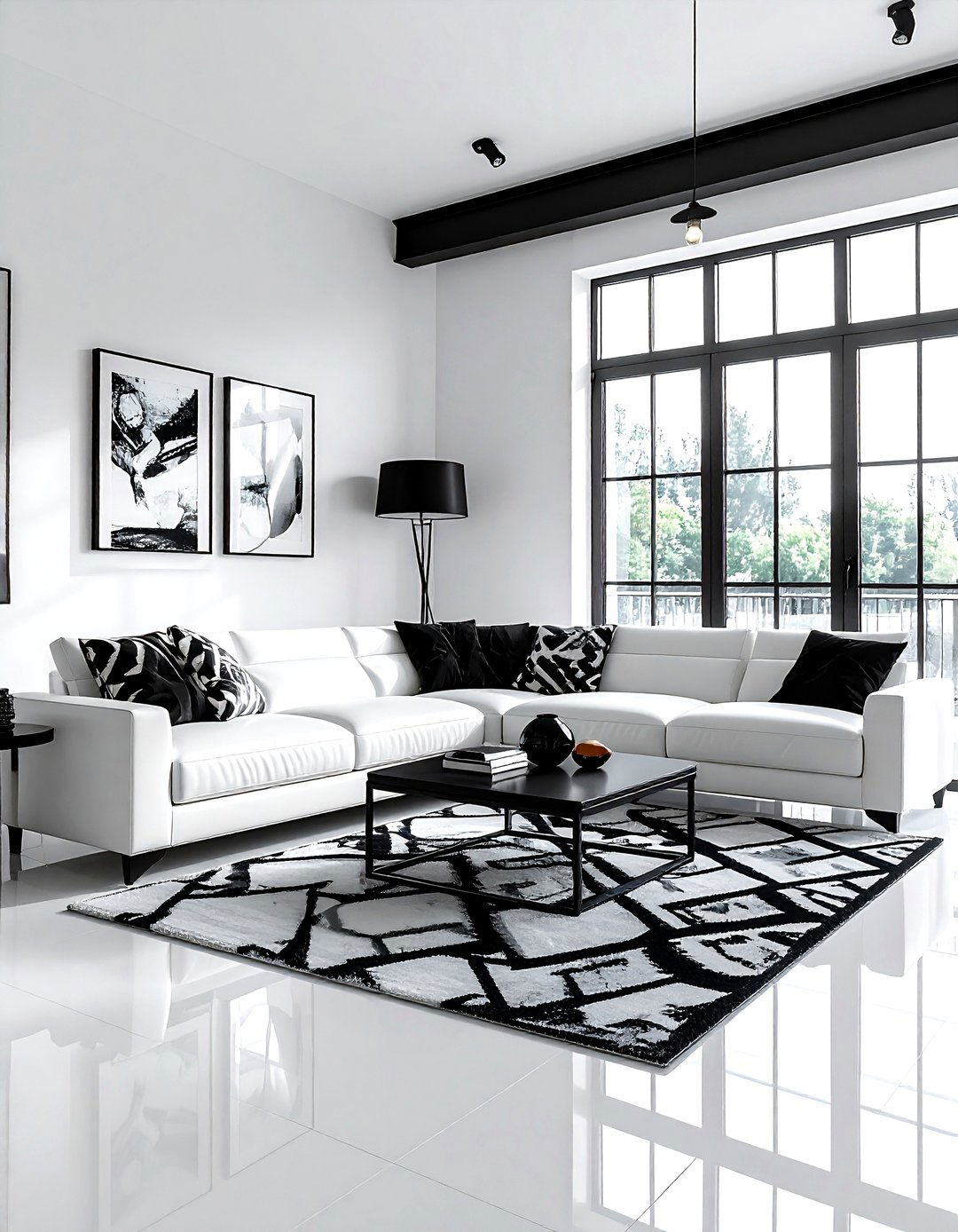 White Living Room Black Accents - 30 modern white living room ideas