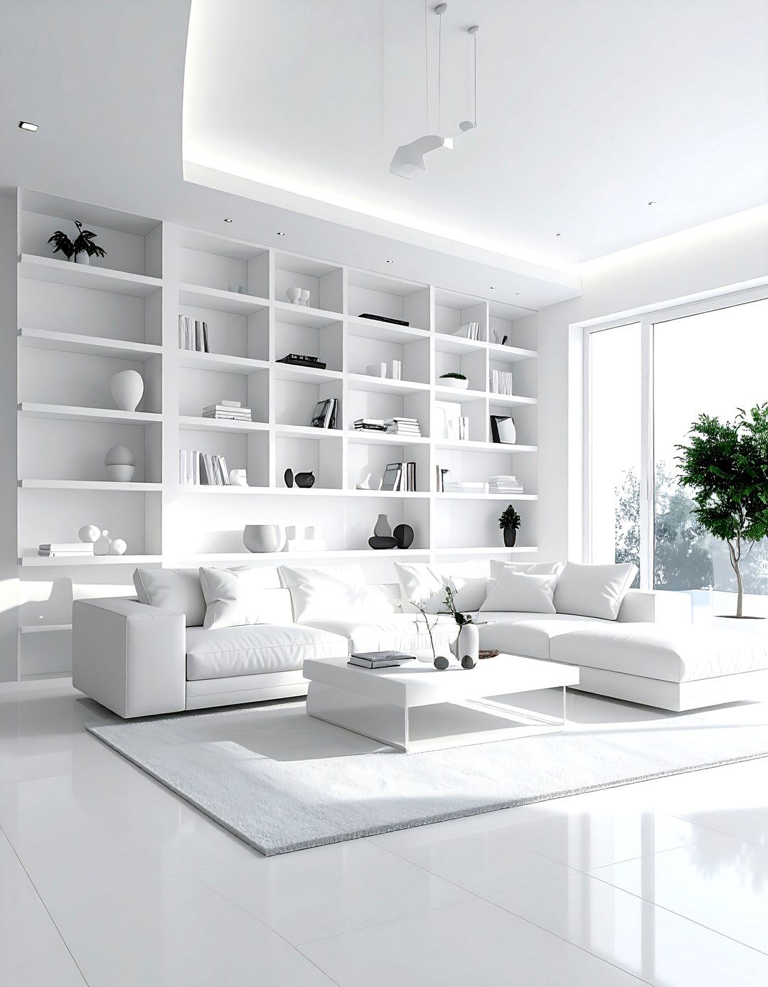 White Living Room Built In Shelves - 30 contemporary white living room ideas