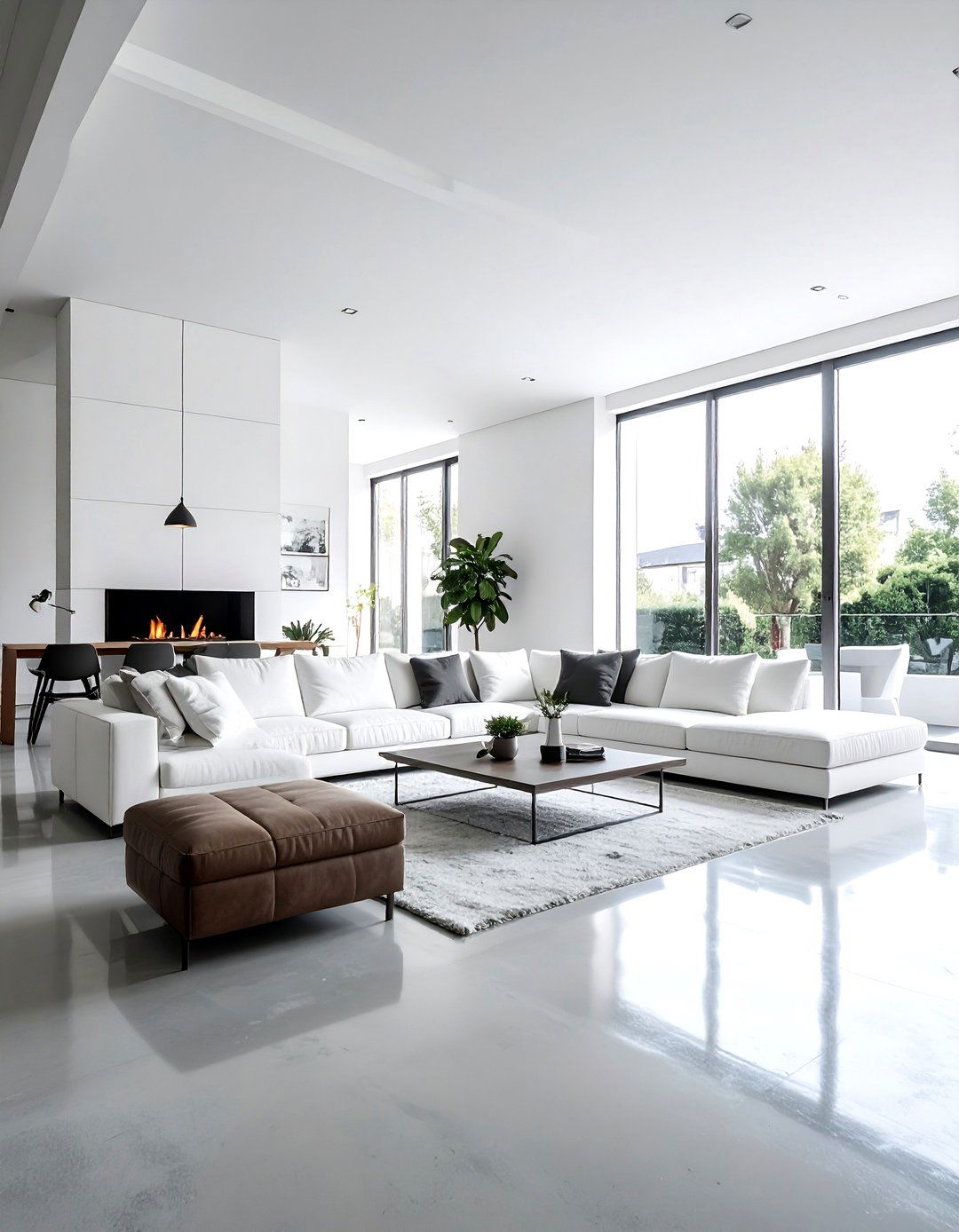 White Living Room Concrete Floor - 30 contemporary white living room ideas