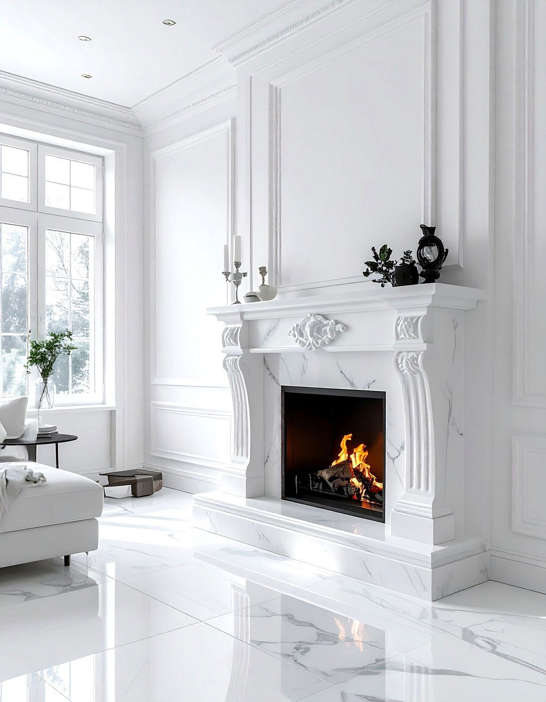 White Living Room Fireplace - 30 contemporary white living room ideas