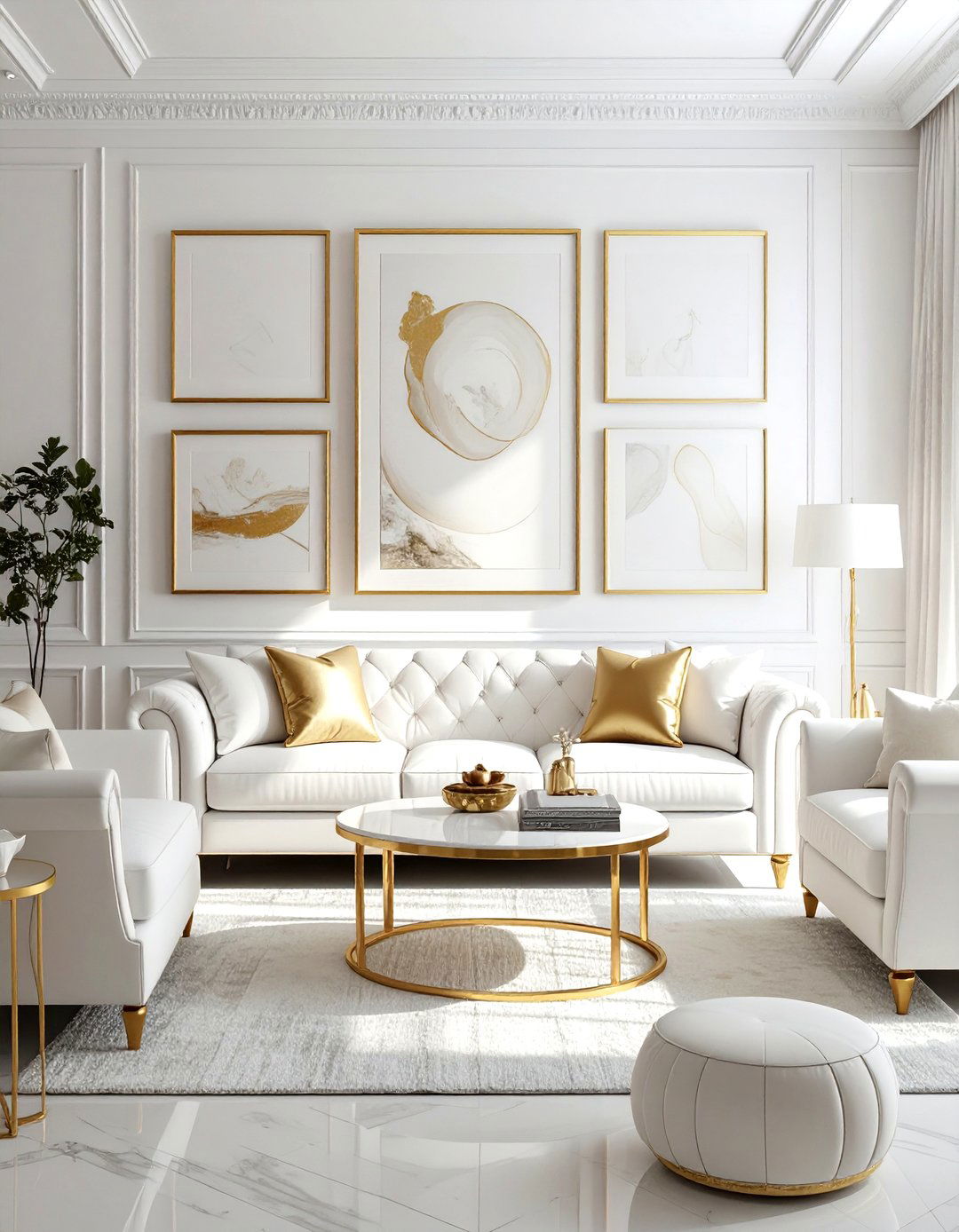 White Living Room Gold Accents - 30 bright white living room ideas