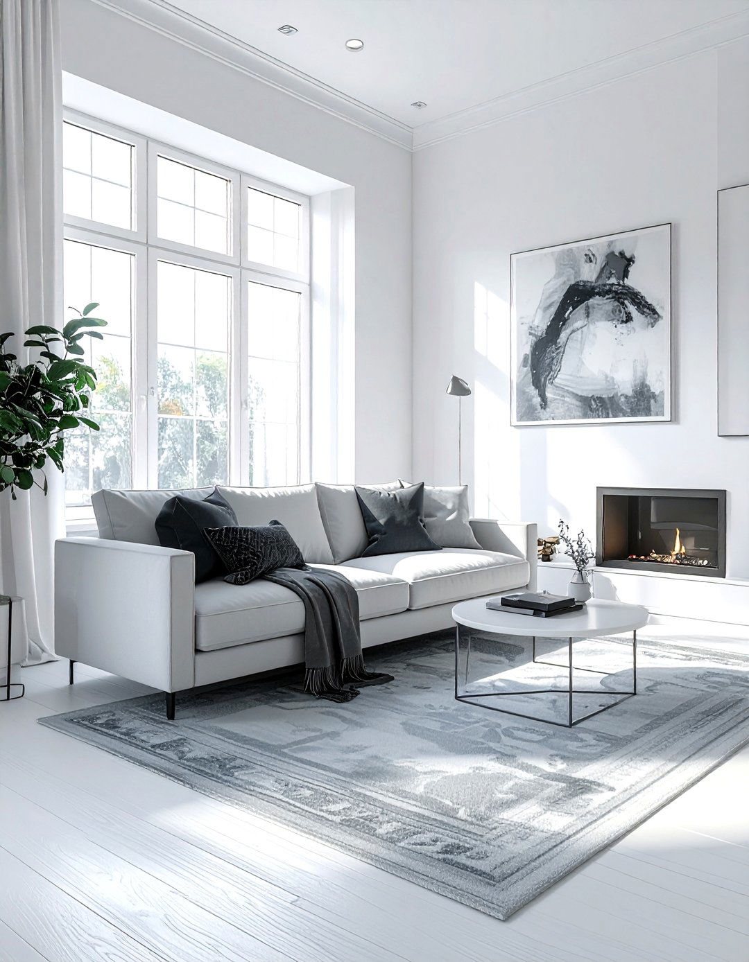 White Living Room Grey Accents - 30 contemporary white living room ideas
