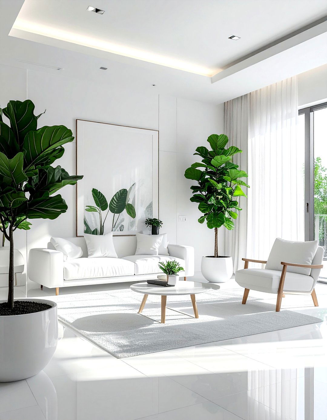 White Living Room Indoor Plants - 30 contemporary white living room ideas