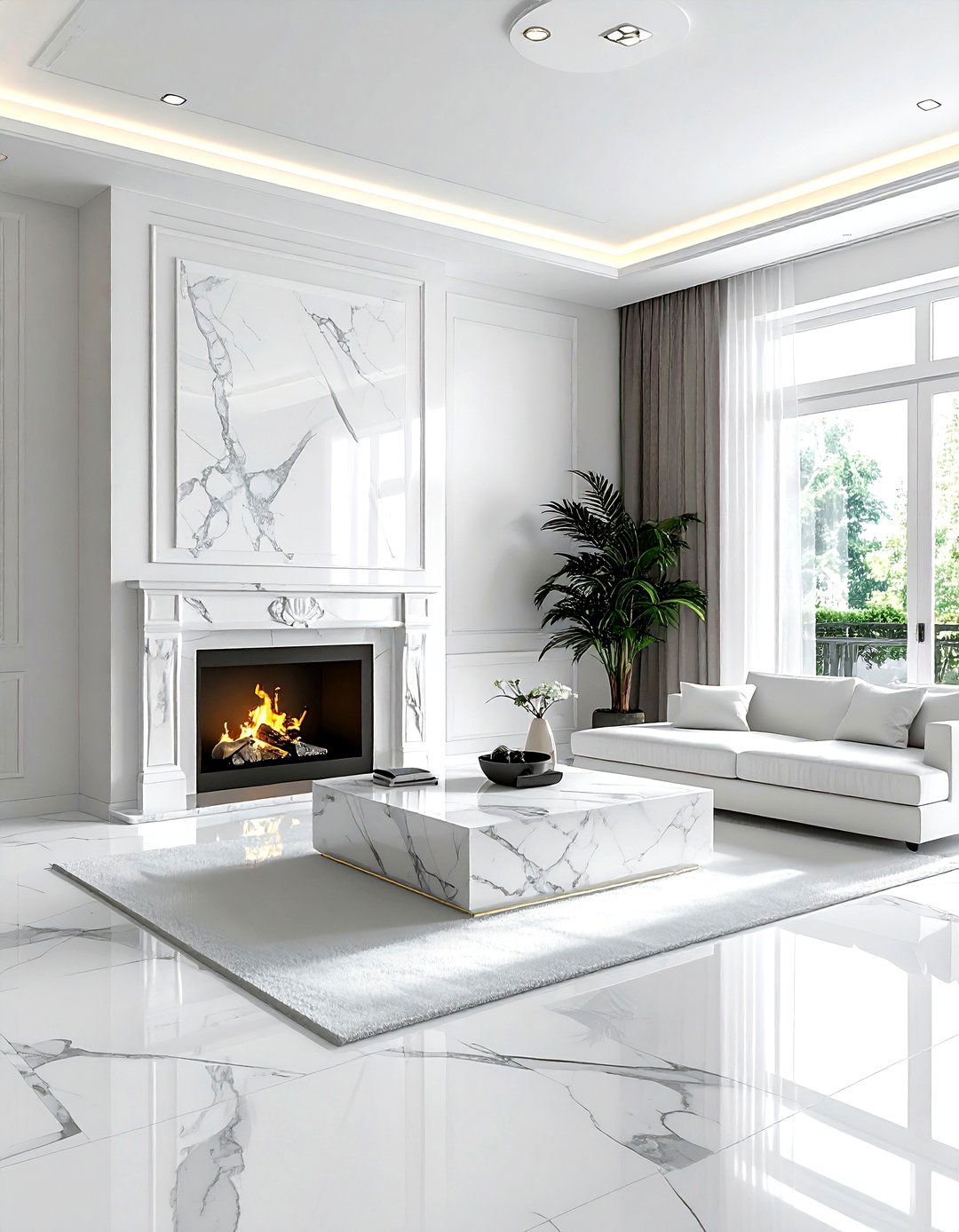 White Living Room Marble Accents - 30 modern white living room ideas
