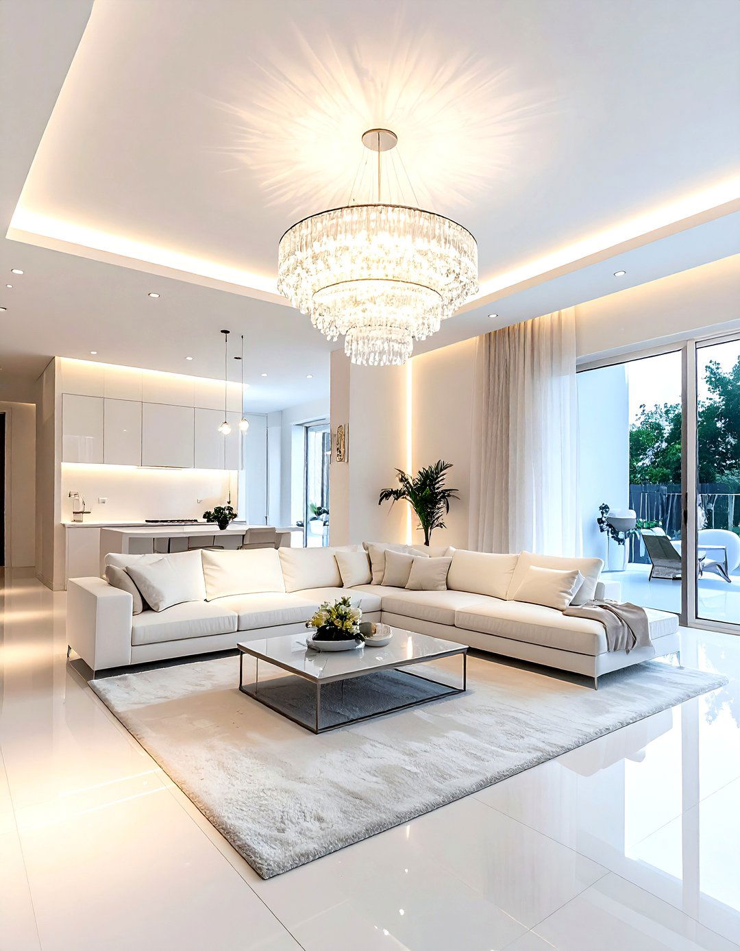 White Living Room Statement Lighting - 30 modern white living room ideas