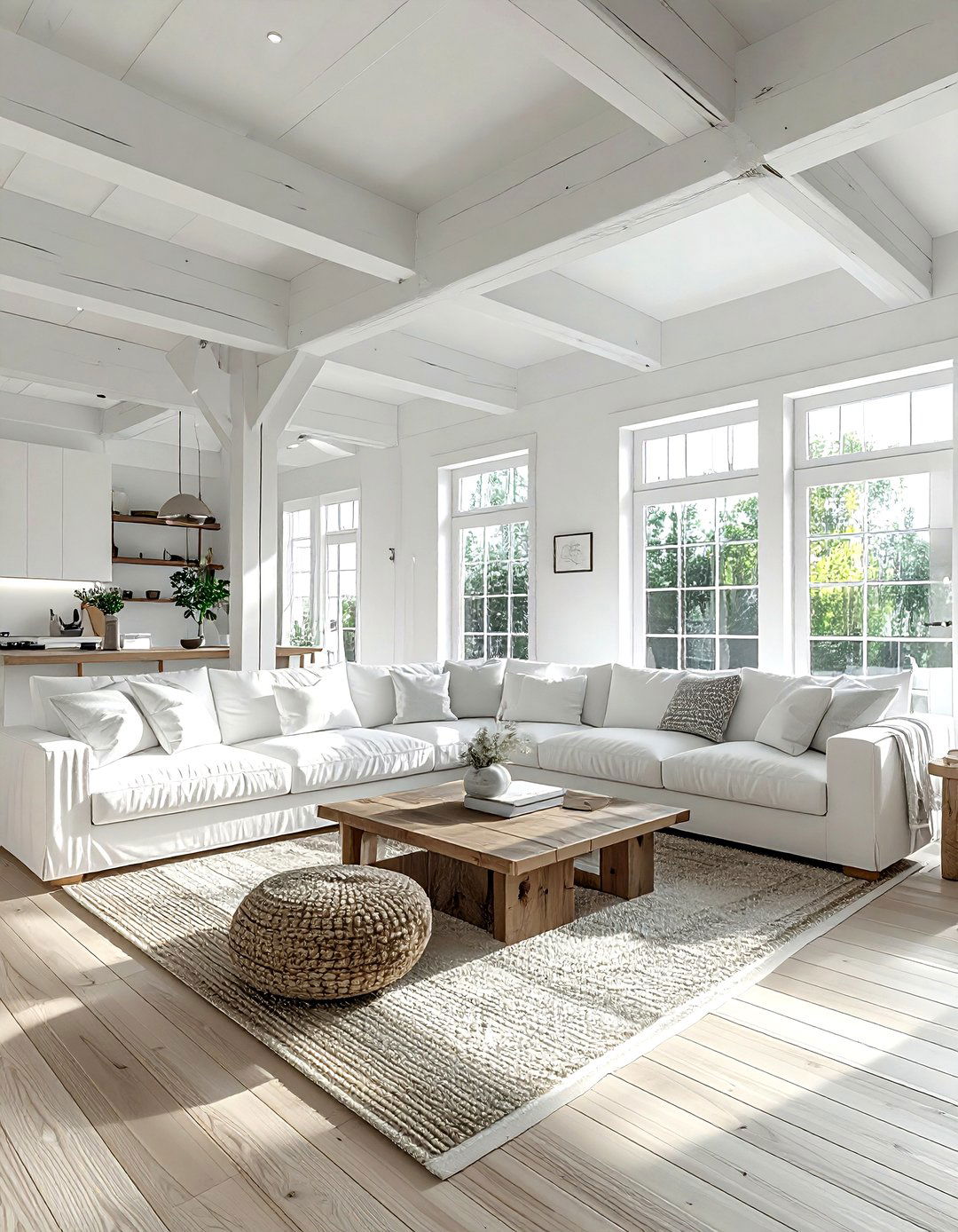 White Living Room With Exposed Beams - 30 white living room design ideas