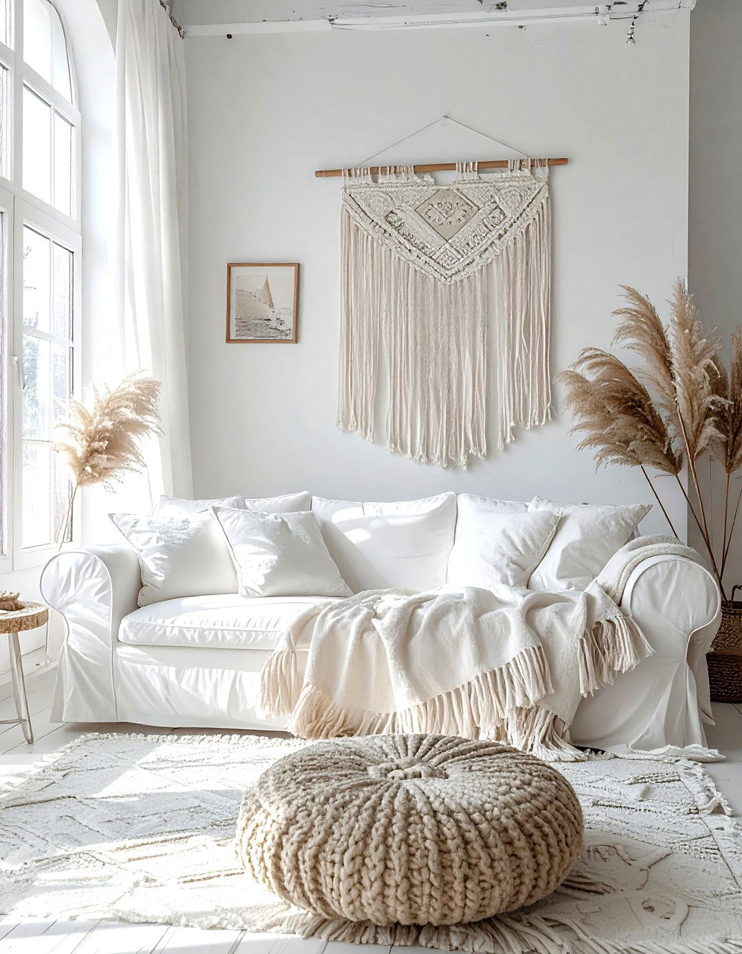 White Living Room With Fringe - 30 bohemian white living room ideas