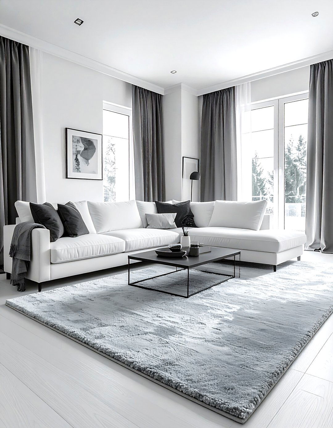 White Living Room With Gray Accents - 30 white living room design ideas