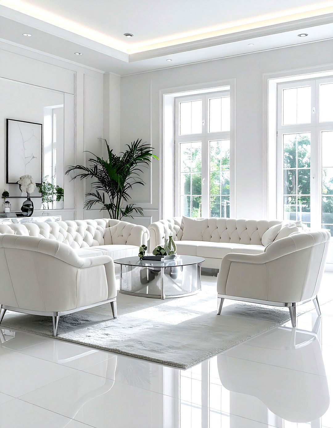White Living Room With Velvet Furniture - 30 white living room design ideas