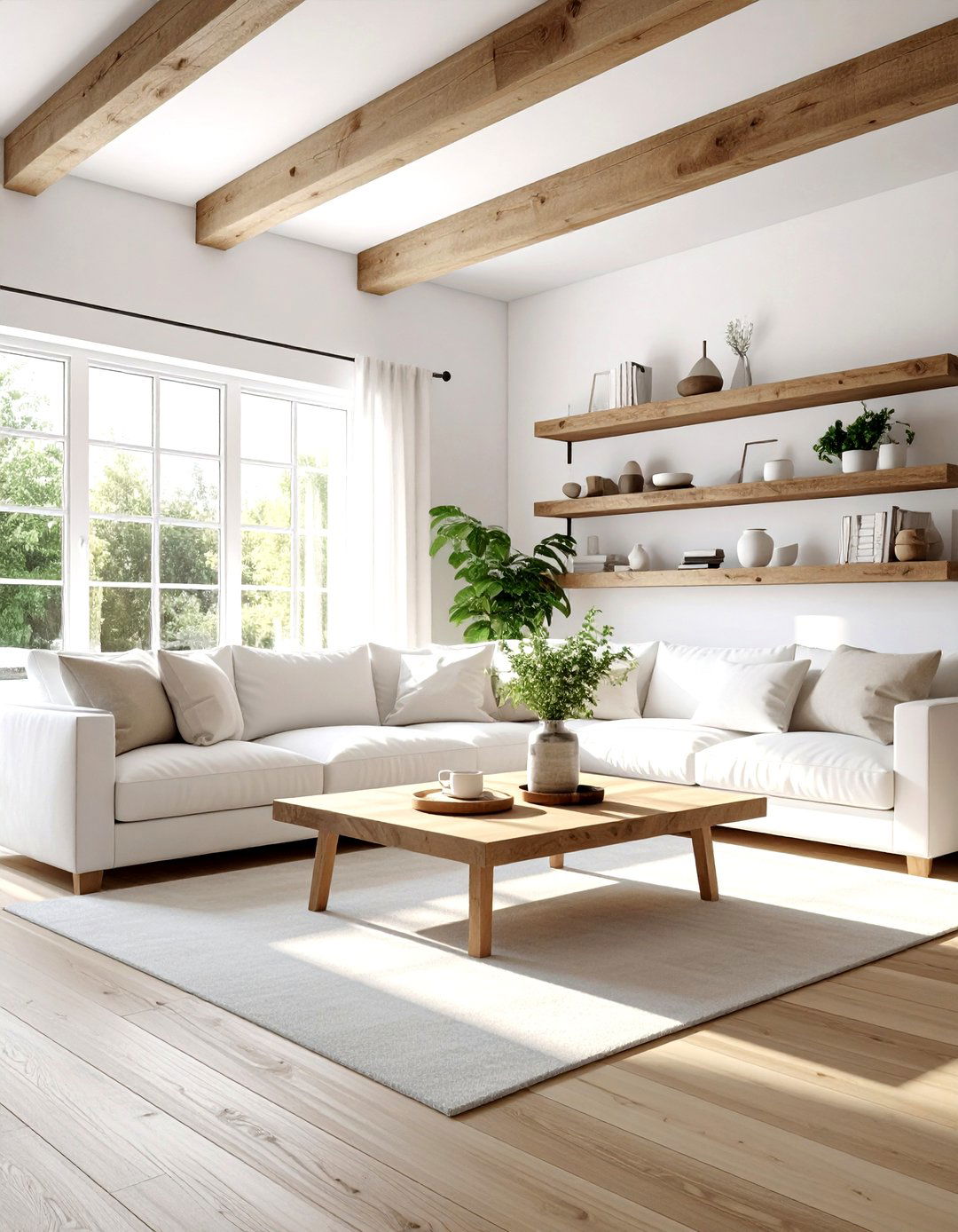 White Living Room Wood Accents - 30 modern white living room ideas