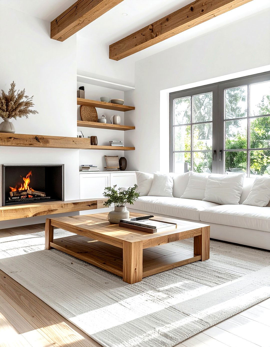 White Living Room Wood Accents - 30 white living room decor ideas
