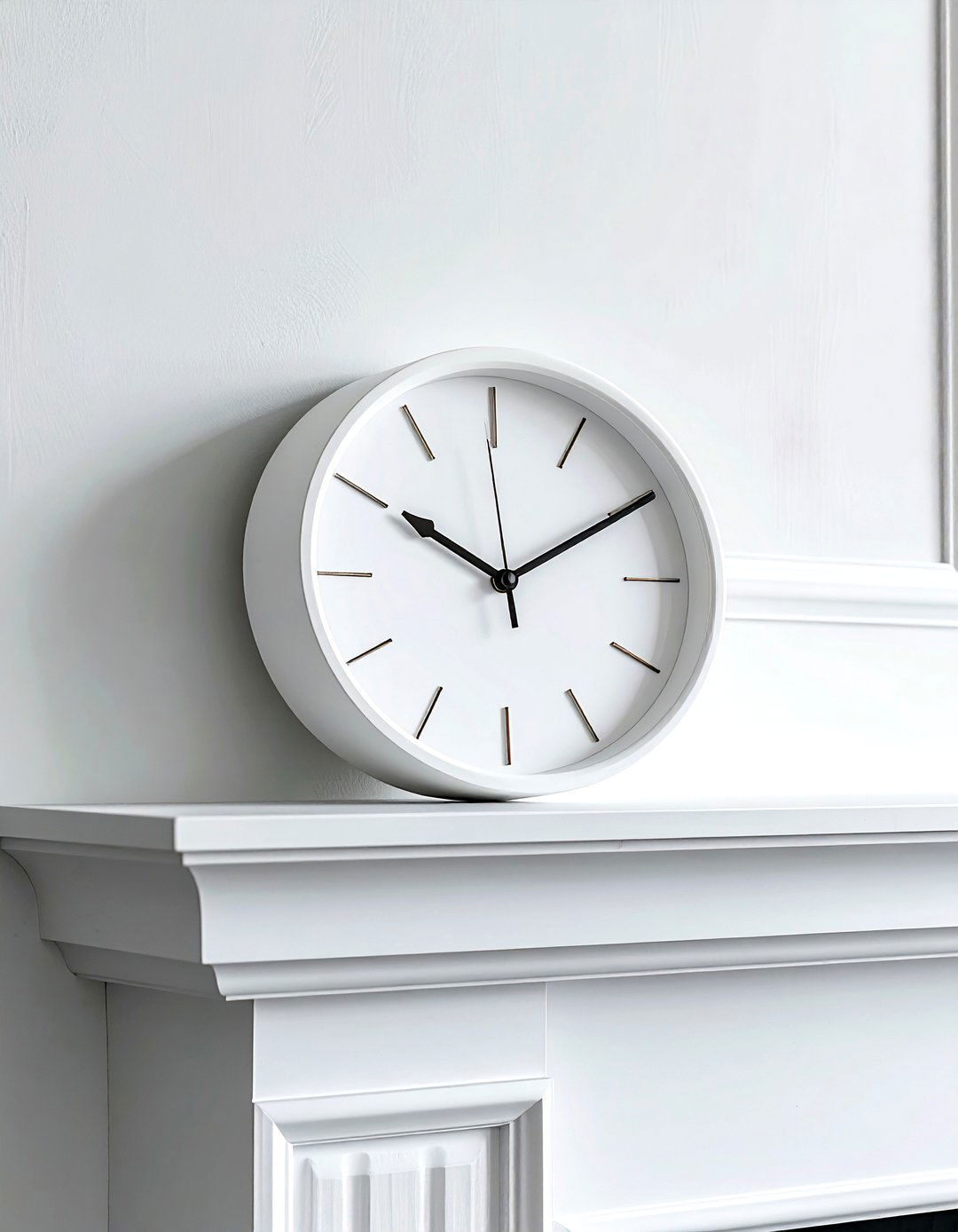 White Mantle Clock - 30 white living room accessories ideas