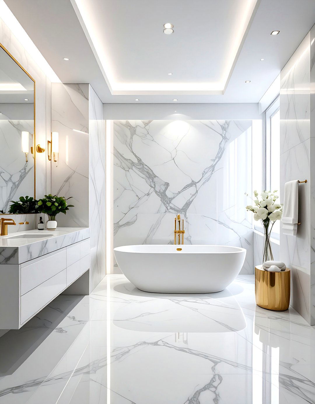 White Marble Bathroom - 30 neutral bathroom ideas