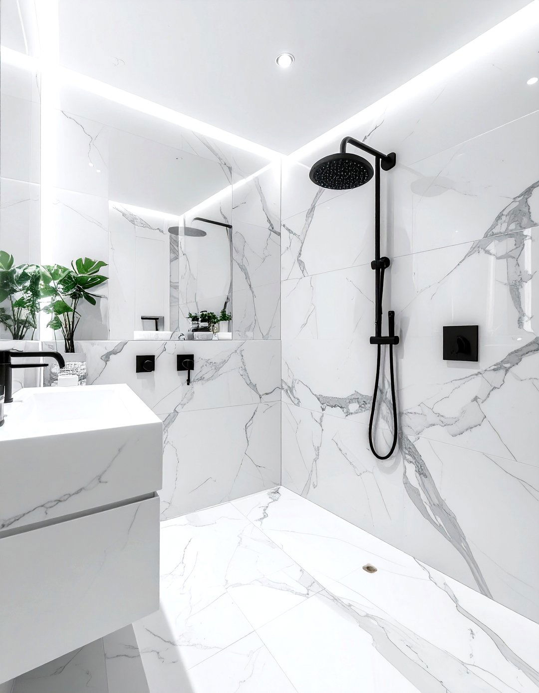 White Marble Bathroom Black Hardware - 30 black and white decor ideas