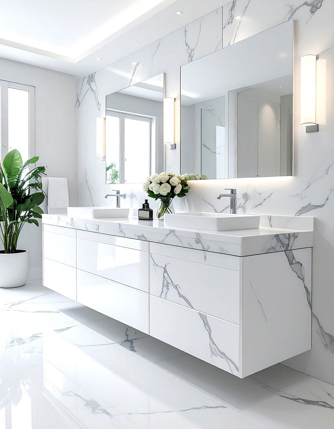 White Marble Bathroom Vanity - 30 white and white bathroom ideas