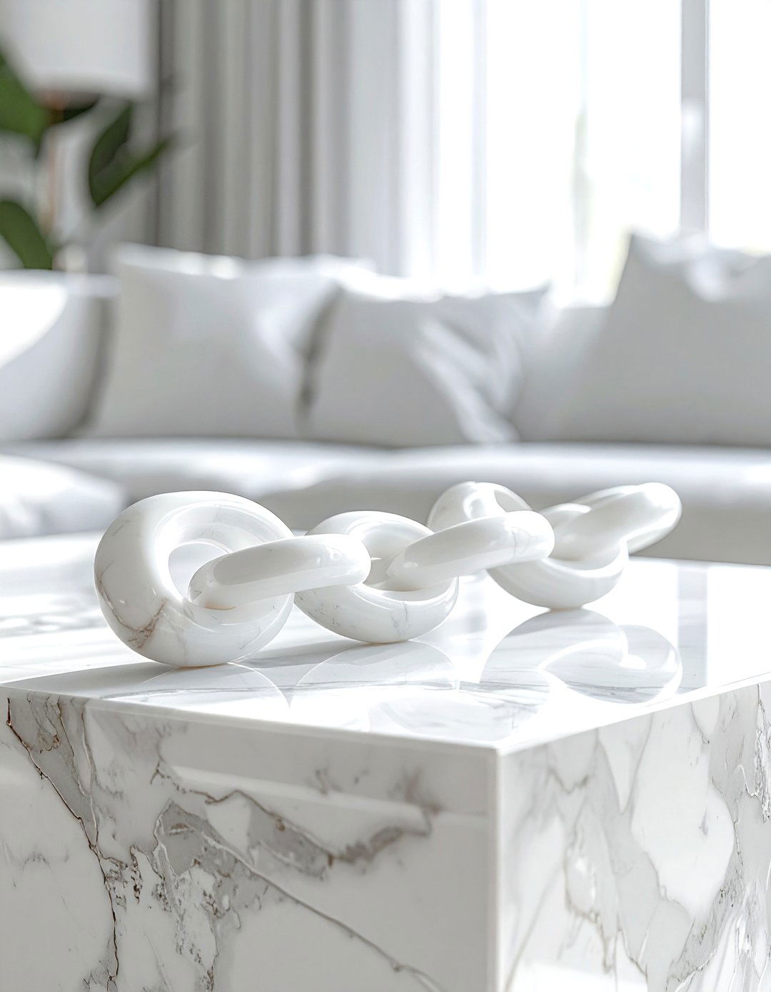 White Marble Chain - 30 white living room accessories ideas