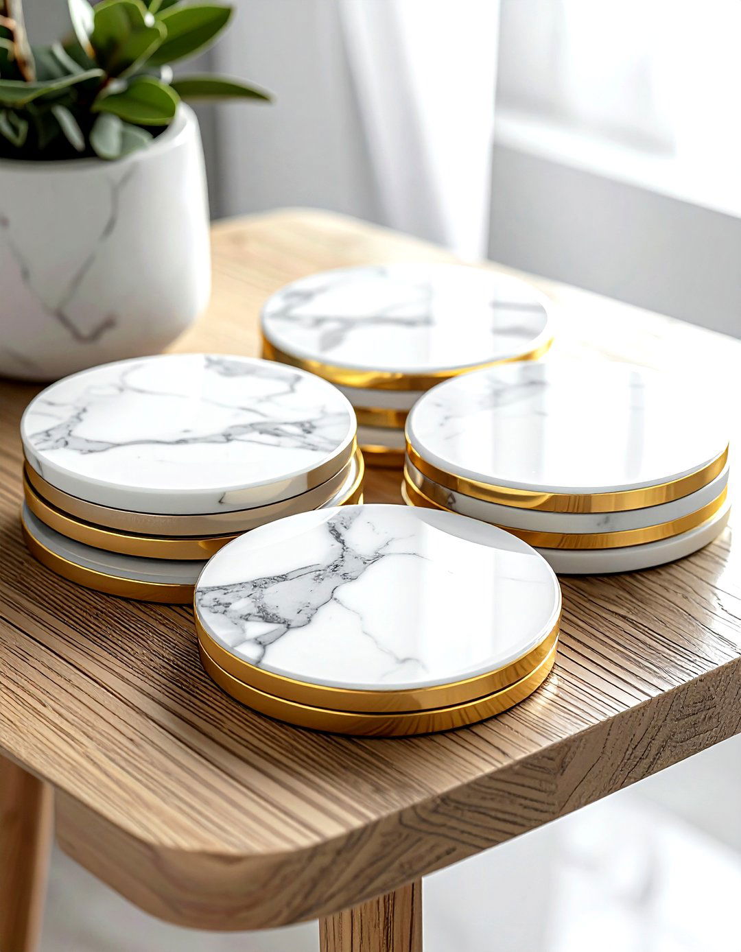 White Marble Coasters - 30 white living room accessories ideas