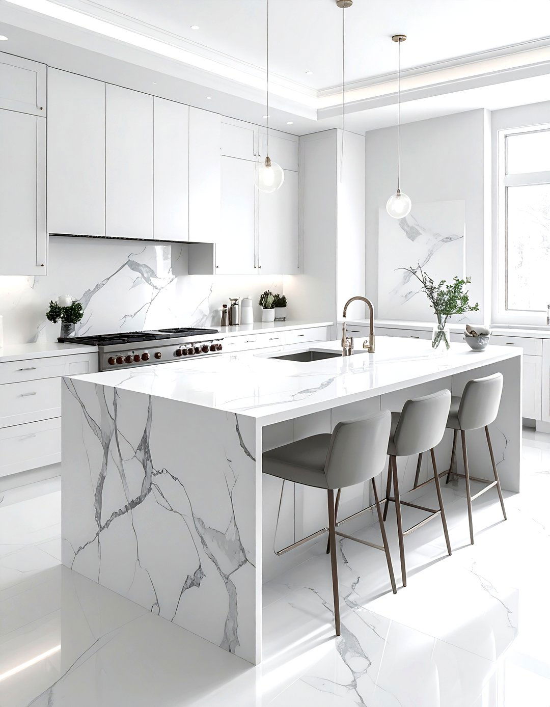White Marble Countertop - 30 airy decor ideas