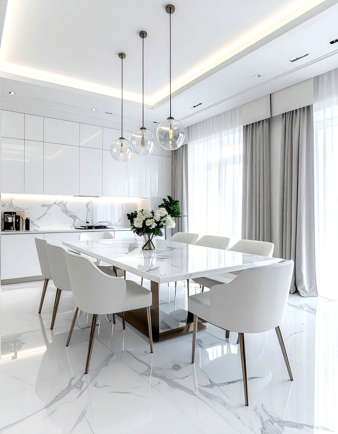 White Marble Dining Room - 30 white dining room decor ideas