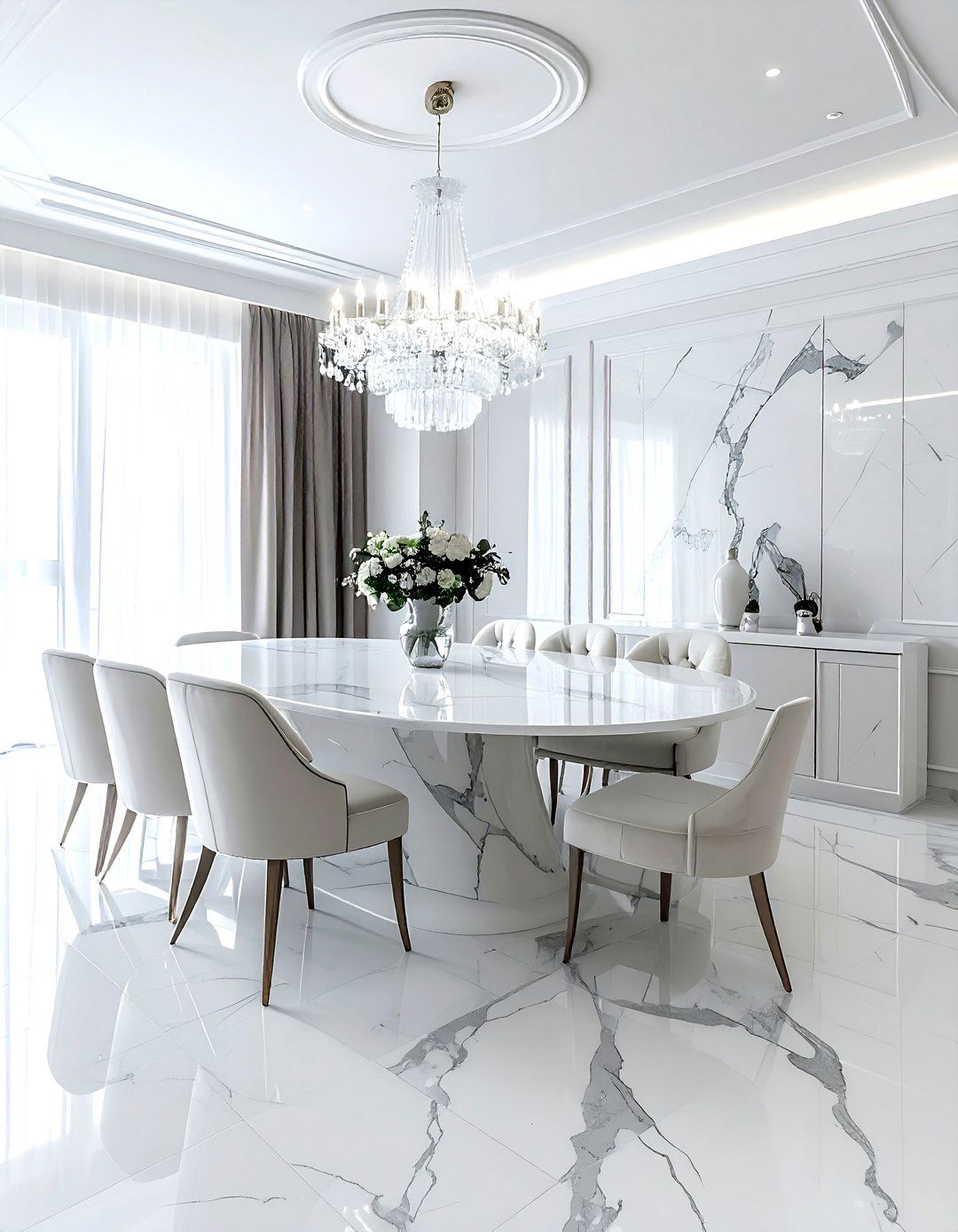 White Marble Dining Room - 30 white dining room design ideas