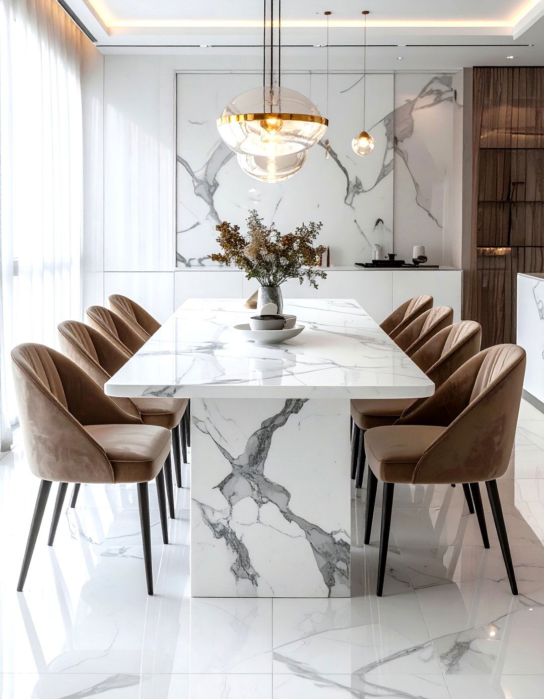 White Marble Dining Table - 30 white dining room furniture ideas