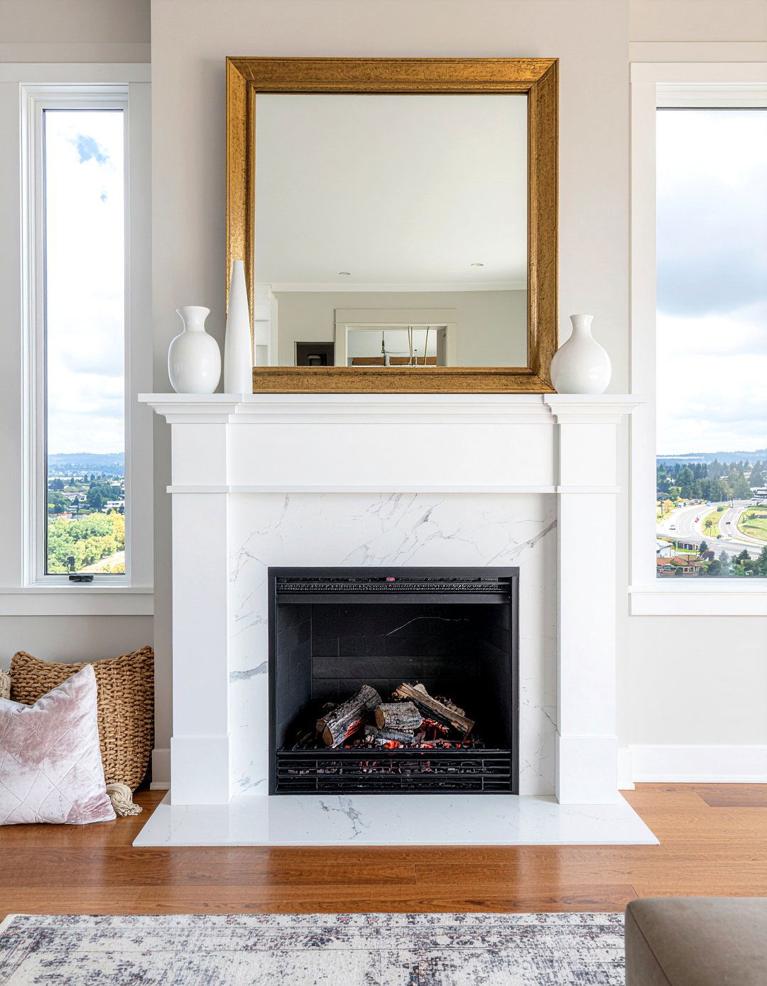 White Marble Fireplace - 30 bedroom fireplace mantels