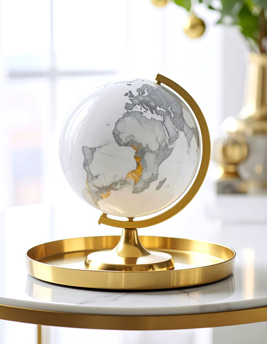 White Marble Globe - 30 globe decor ideas