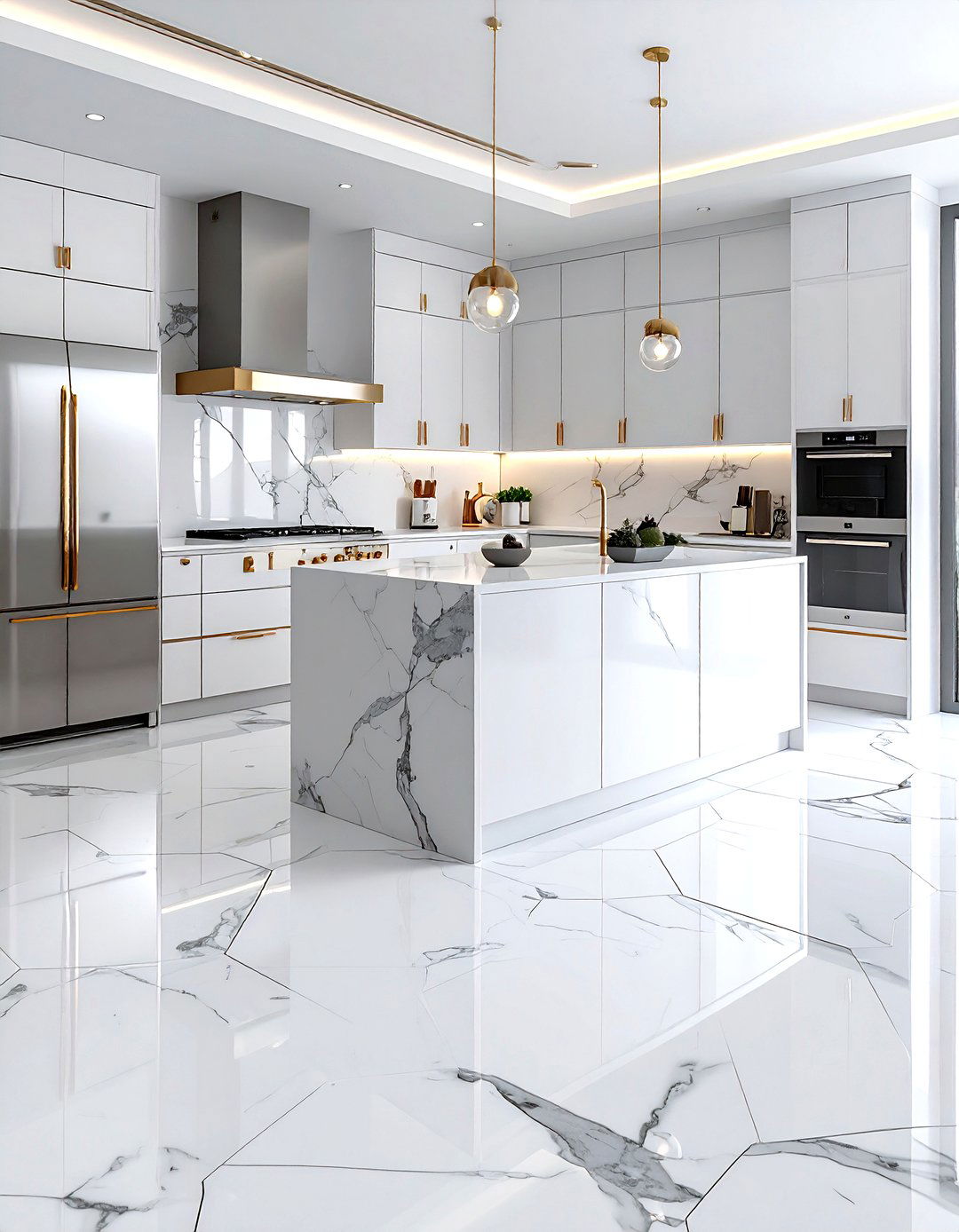 White Marble Hexagon Floor - 30 hexagon floor kitchen ideas